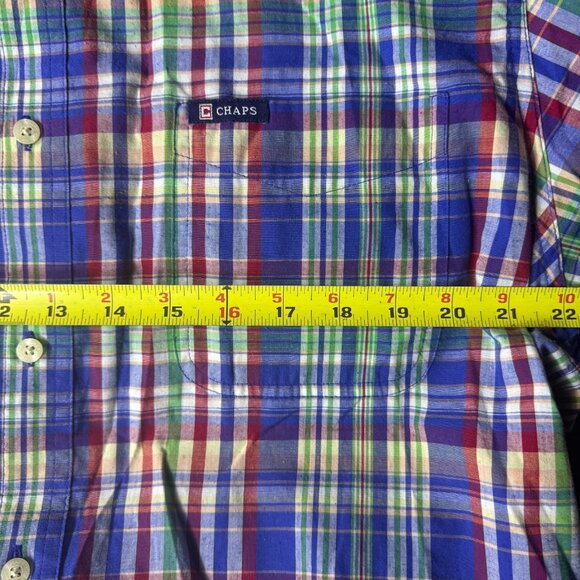 Chaps Men's Button-Up Shirt Multicolor Plaid Collared Short Sleeve Easy Care XL - Picture 13 of 13